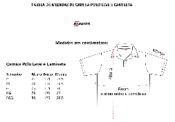 Tabela de Medidas Camisa Polo Leve e Camiseta